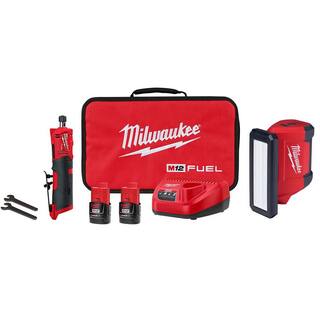 MW M12 FUEL 12V Lithium-Ion 14 in. Cordless Straight Die Grinder Kit wM12 ROVER Service Light 2486-22-2367-20