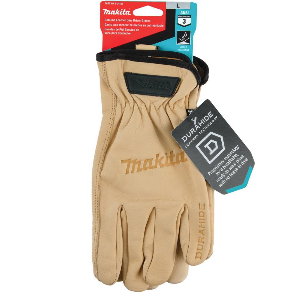 Makita Driver Gloves Genuine Leather Cow Large T-04195 from Makita