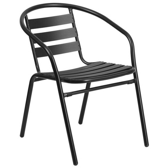 Lila Black Metal Restaurant Stack Chair with Alumi...