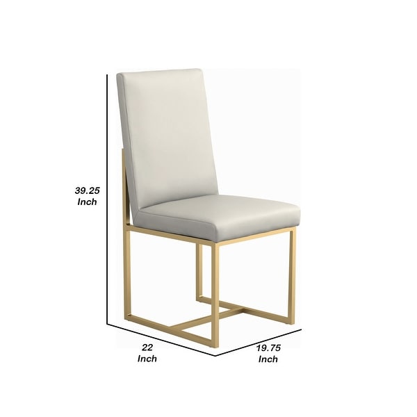 19 Inch Dining Chairs， Set of 2， White Vegan Faux Leather， Parson Style