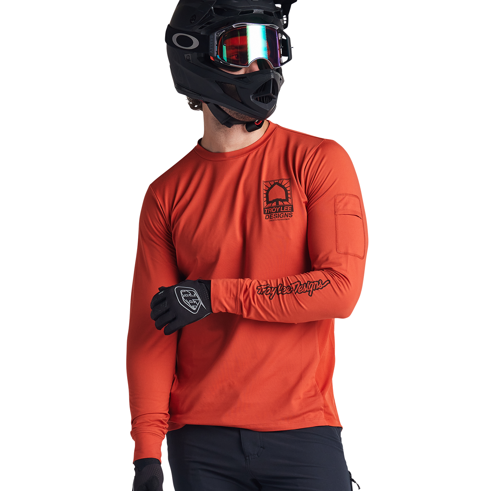 Troy Lee Designs Ruckus Long Sleeve Ride Tee - Bolts - Create To Destroy - Brick