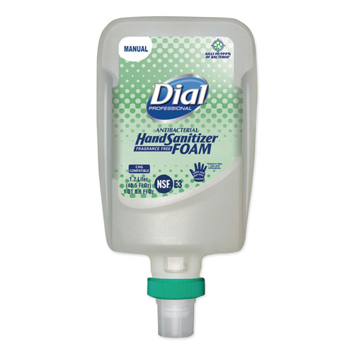 Dial Professional Dial FIT Fragrance-Free Antimicrobial Foaming Hand Sanitizer Manual Dispenser Refill | 1200 mL， 3