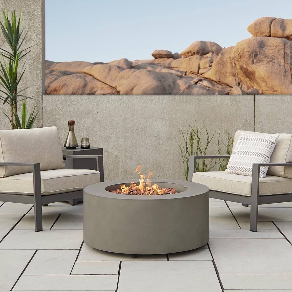 Real Flame Aegean 36 in. W X 15 in. H Round Powder Coated Steel Liquid Propane Fire Pit in Mist Gray with NG Conversion Kit C9815LP-MGRY