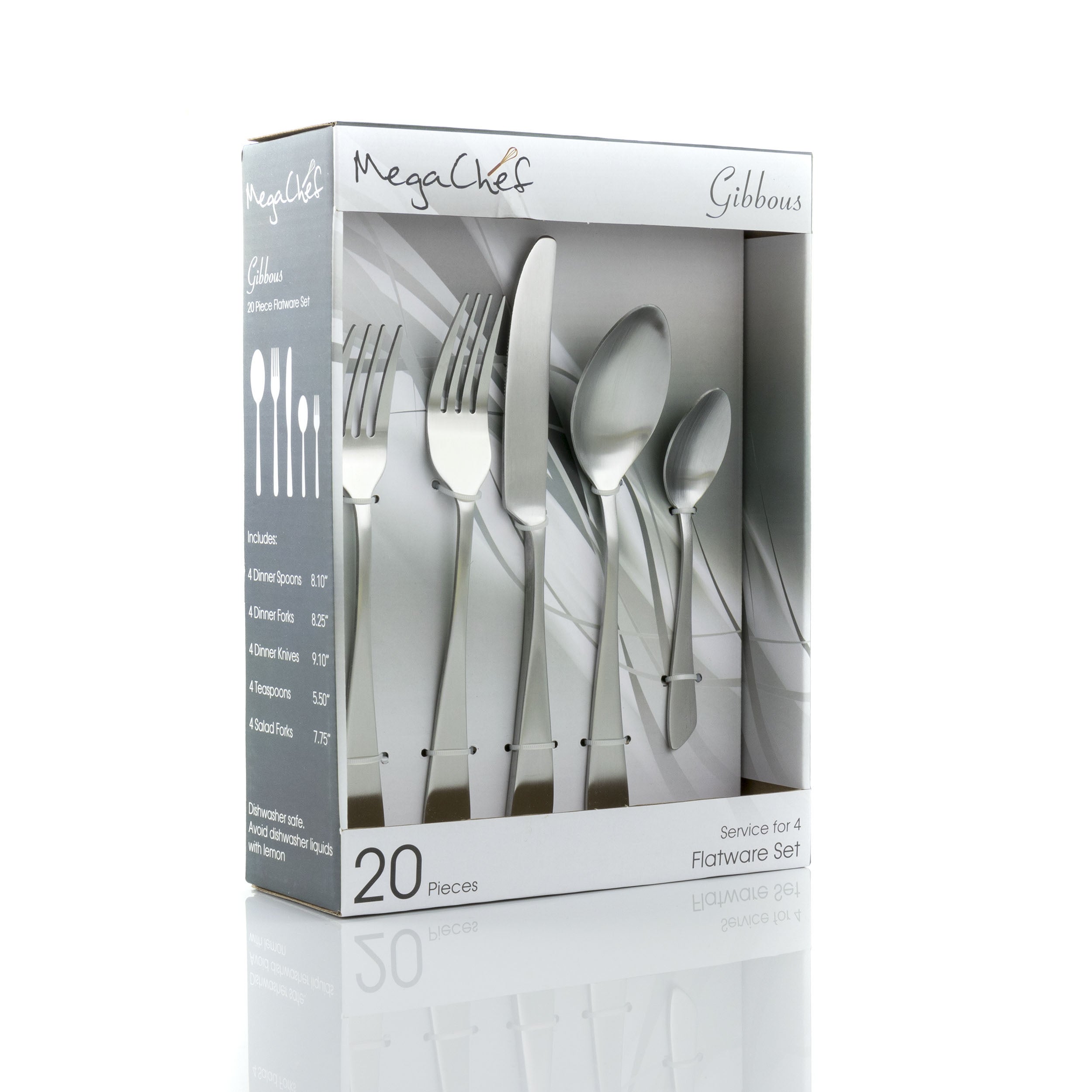 20 Piece Stainless Steel Flatware Set in Silver