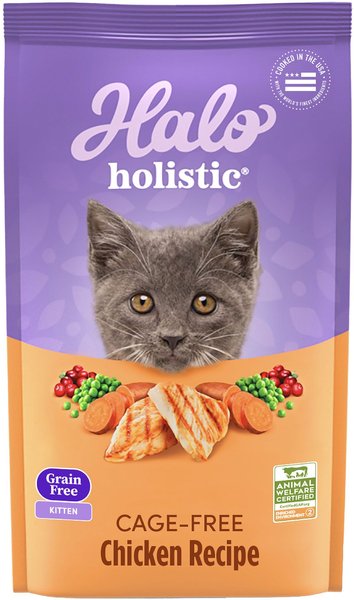 Halo Holistic Kitten Food Grain-Free Cage-Free Chicken Recipe Complete Digestive Health Dry Cat Food