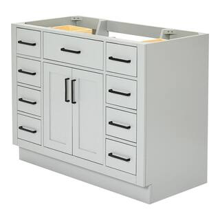 ARIEL Hepburn 42 in. W x 21.5 in. D x 34.5 in. H Bath Vanity Cabinet without Top in Grey T042S-BC-GRY