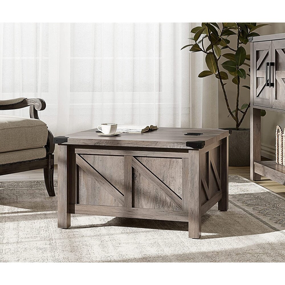 WAMPAT Coffee Table  Modern Farmhouse Square Wood Center Table