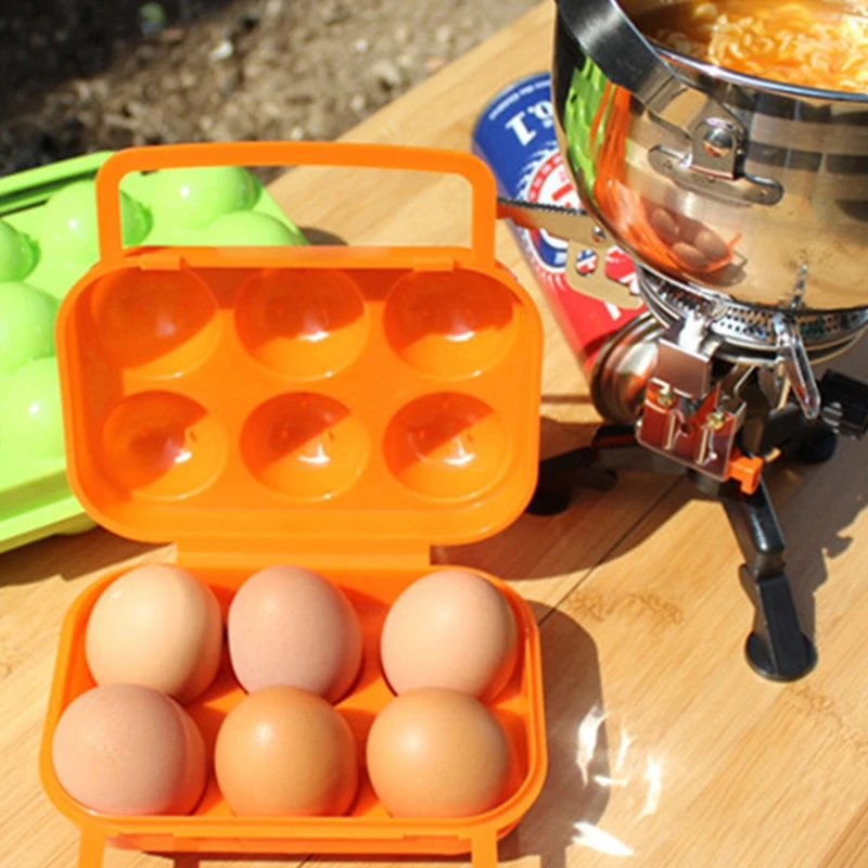 6 Grid Egg Storage Box Container Portable Plastic Egg Holder for Outdoor Camping Picnic Eggs Box Case Kitchen Organizer