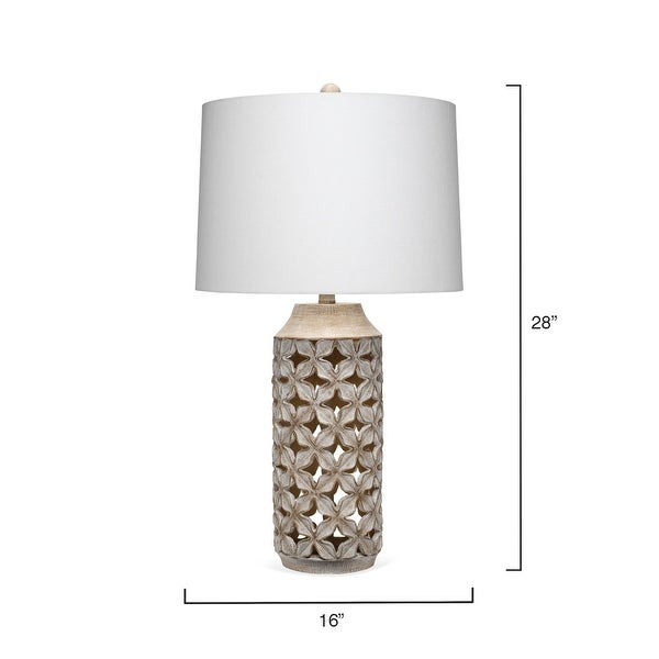 Alden Décor Collins Resin Treillage Table Lamp， White Wash