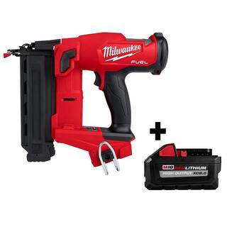 MW M18 FUEL 18-Volt Lithium-Ion Brushless Cordless Gen II 18-Gauge Brad Nailer with HIGH OUTPUT XC 8.0 Ah Battery 2746-20-48-11-1880