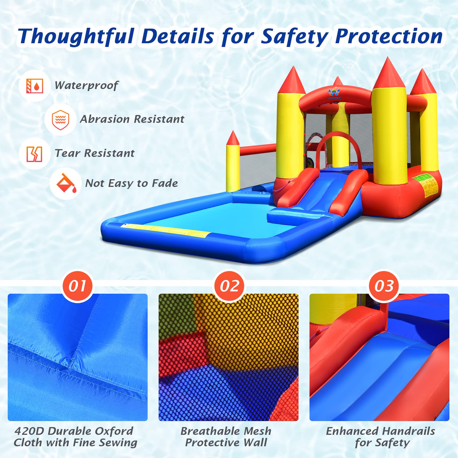 Costzon Inflatable Water Slide, 6 in 1 Kids Giant Water Park Bouncer Castle Combo