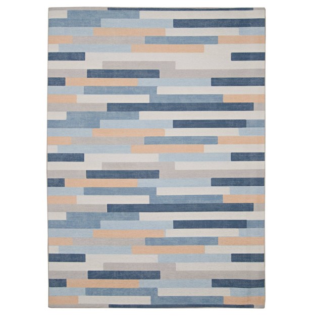 Fentress Washable Outdoor Rug Ivory blue Linon