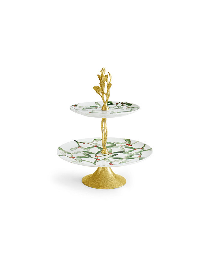 Michael Aram Mistletoe 2 Tier Porcelain Etagere