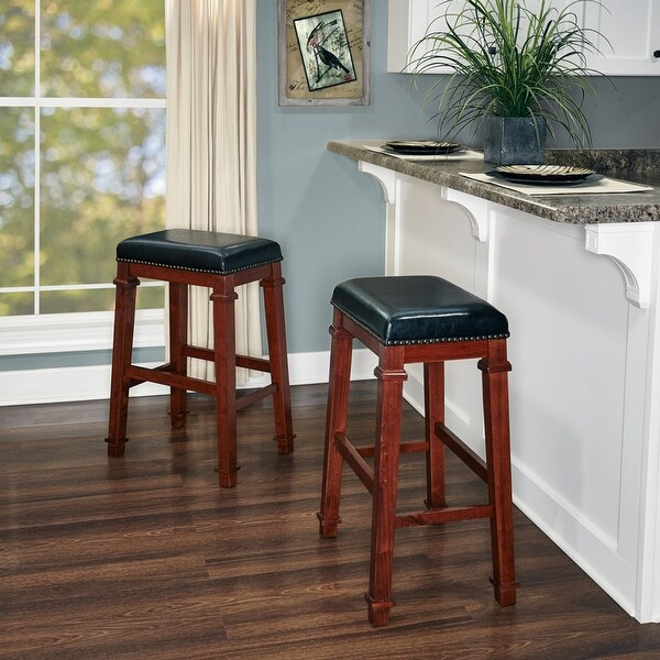 Linon Elle Black Faux Leather Backless 31.01-inch Bar Stool