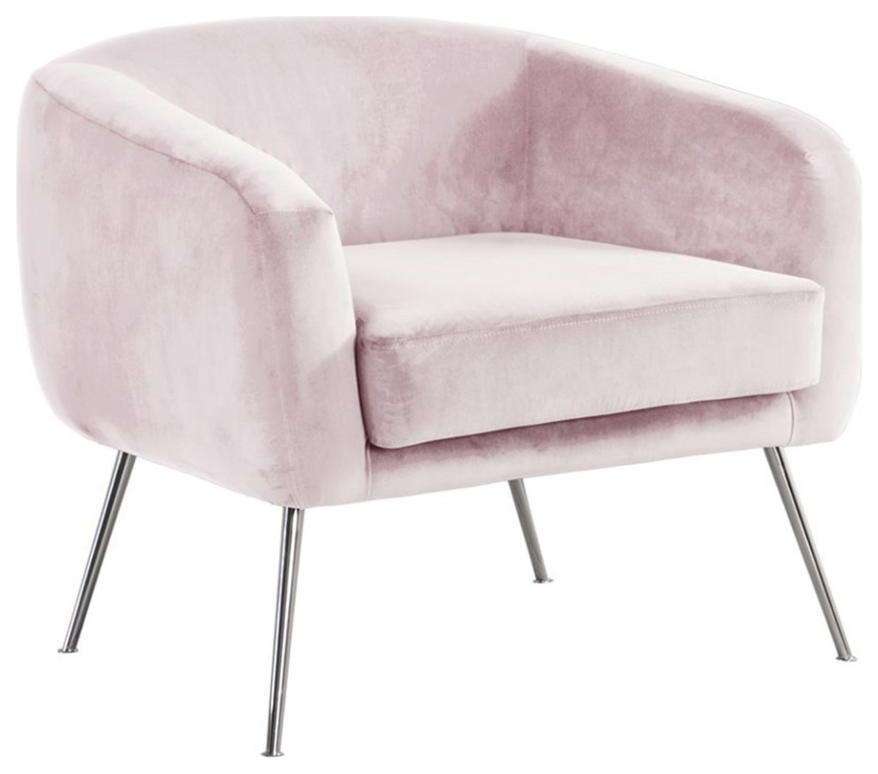 Best Master Furniture Oliver 18.5 quotModern Velvet Accent Chair in Pink   Midcentury   Armchairs And Accent Chairs   by Homesquare  Houzz