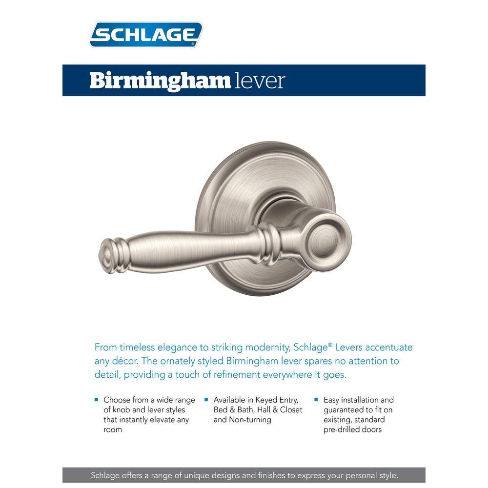 Schlage Birmingham Aged Bronze Passage HallCloset Door Handle F10 BIR 716