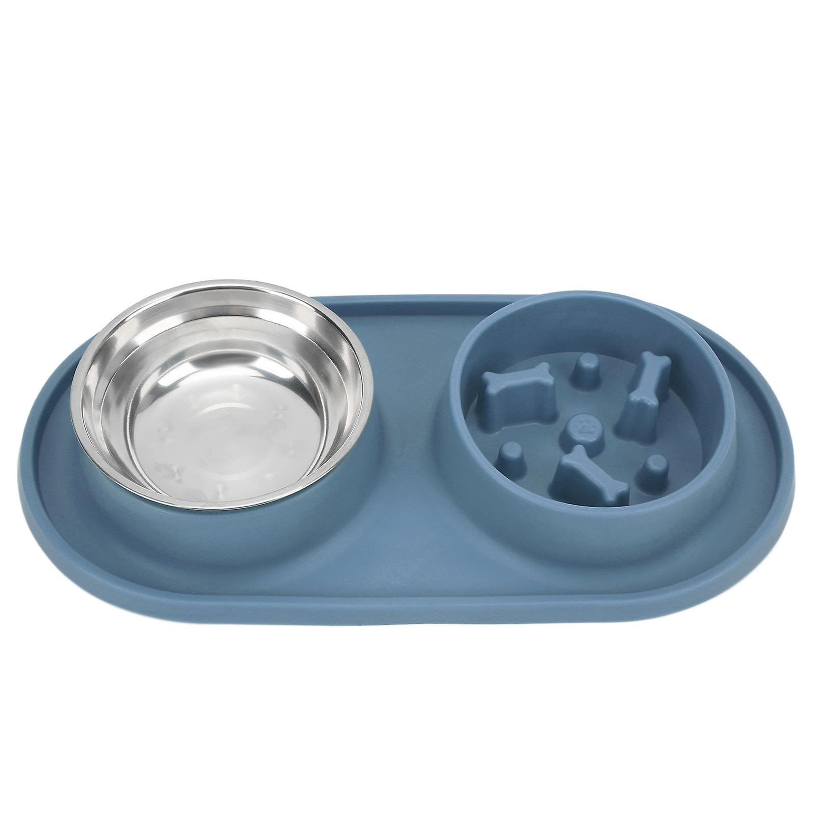 Pet Food And Water Bowls Anti Skid And Removable Double Pet Bowls For Dogs And Catsblue