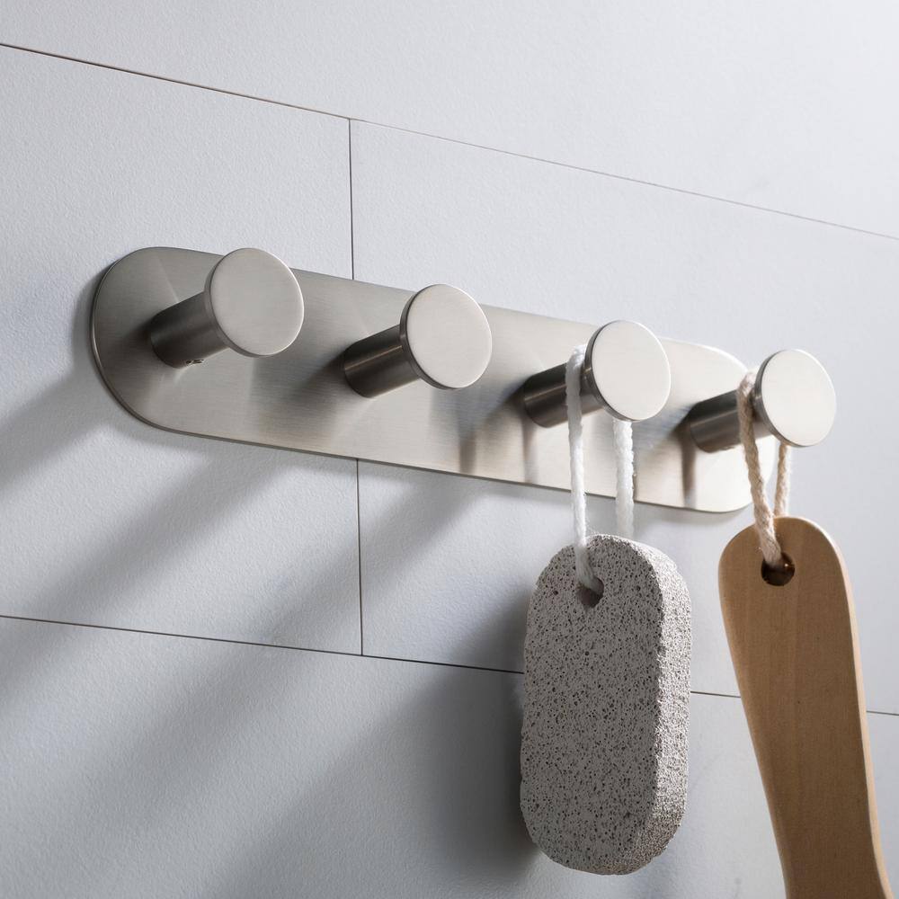 KRAUS Elie Bathroom Robe and Towel Hook Rack with 4-Hooks in Brushed Nickel KEA-18804BN