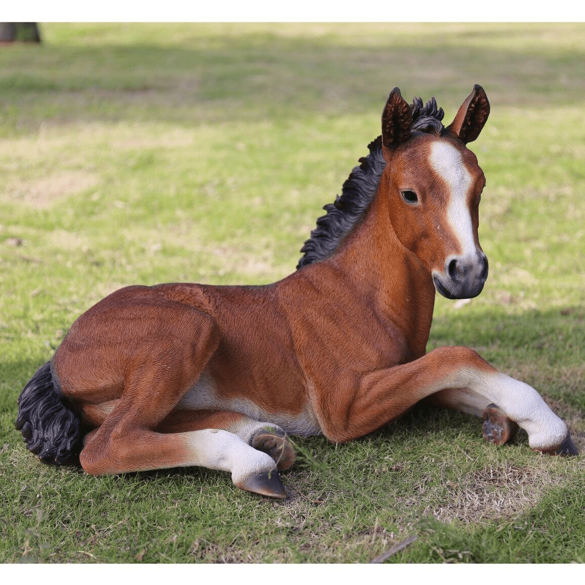 HI-LINE GIFT LTD. LARGE HORSE COLT LAYING DOWN STATUE