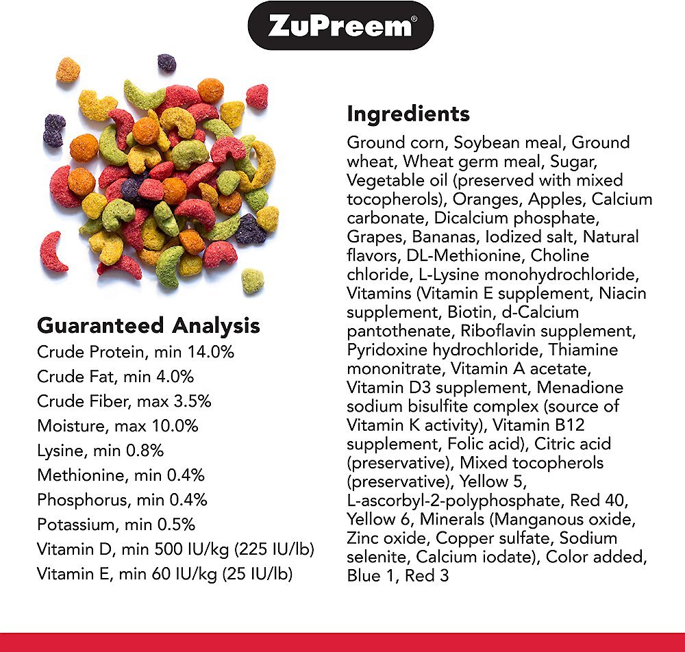 ZuPreem AvianBreeder FruitBlend with Natural Fruit Flavors Parrot and Conure Food