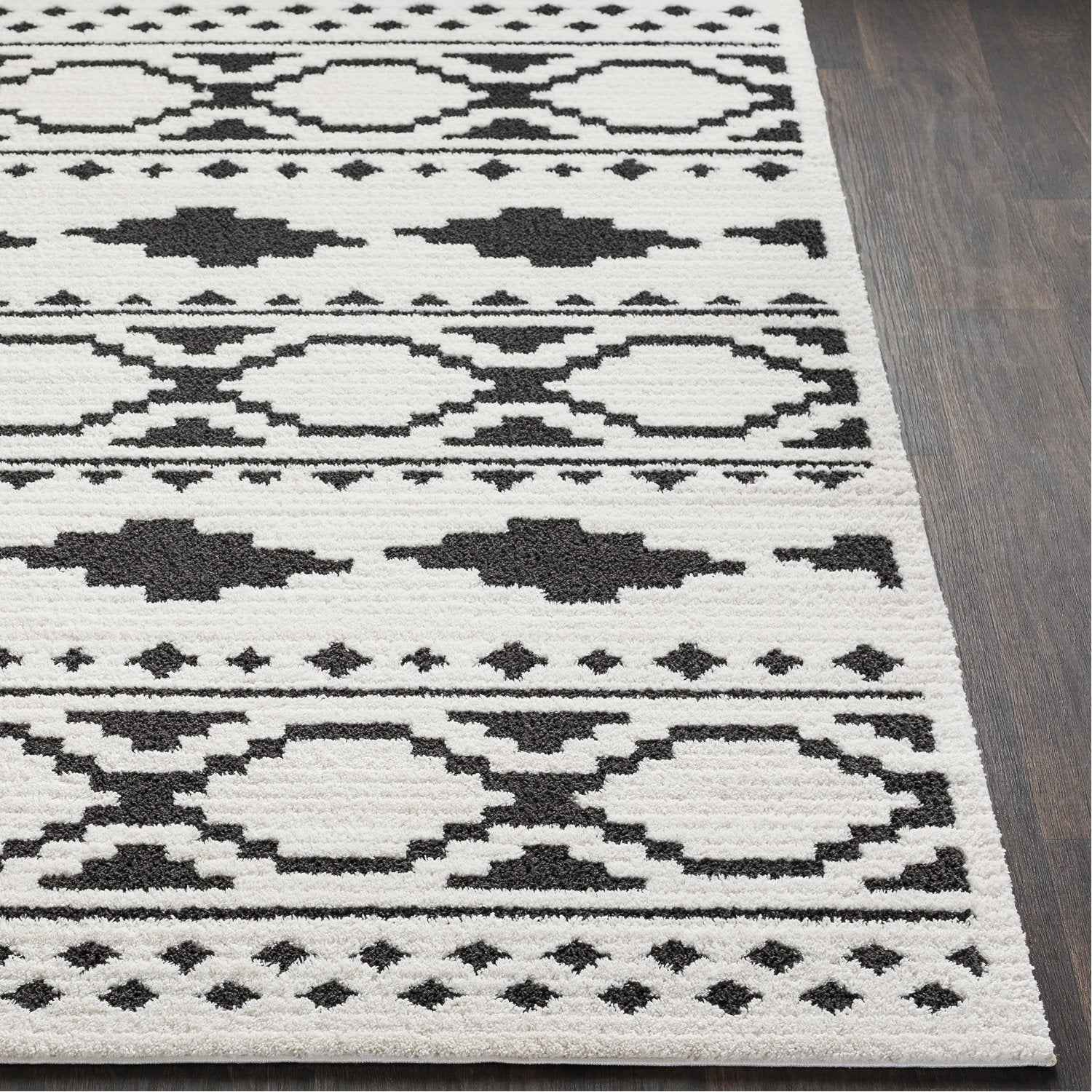 Moroccan Shag Rug in White & Black