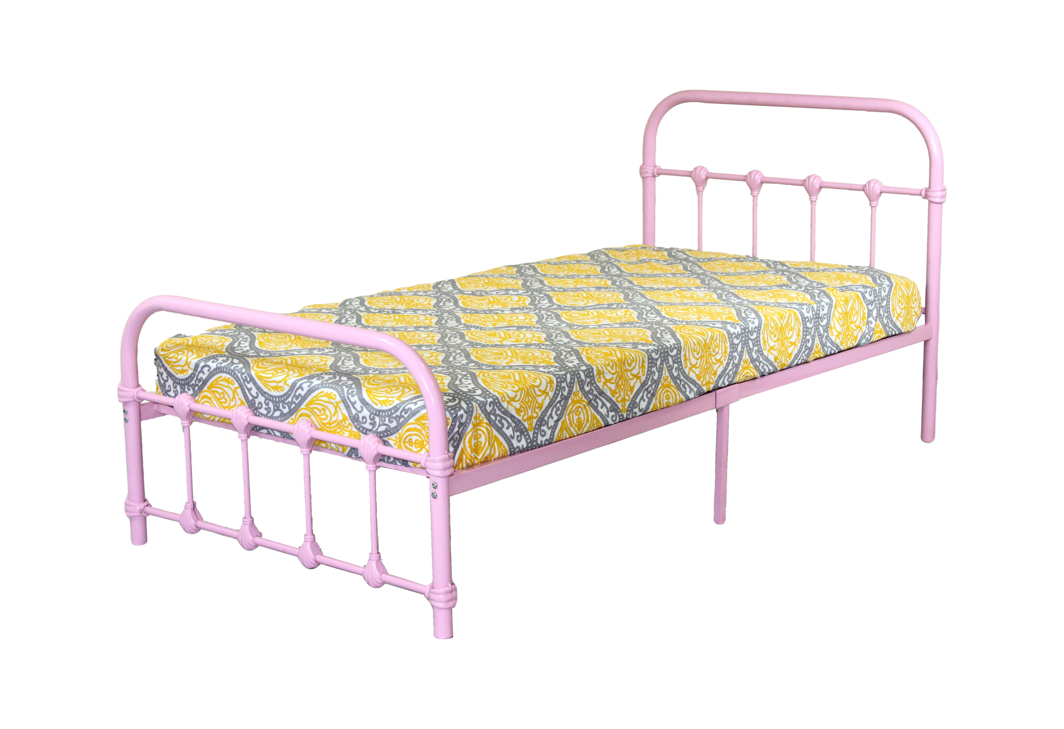 BK Furniture Melissa Metal Bed, Twin, Pink