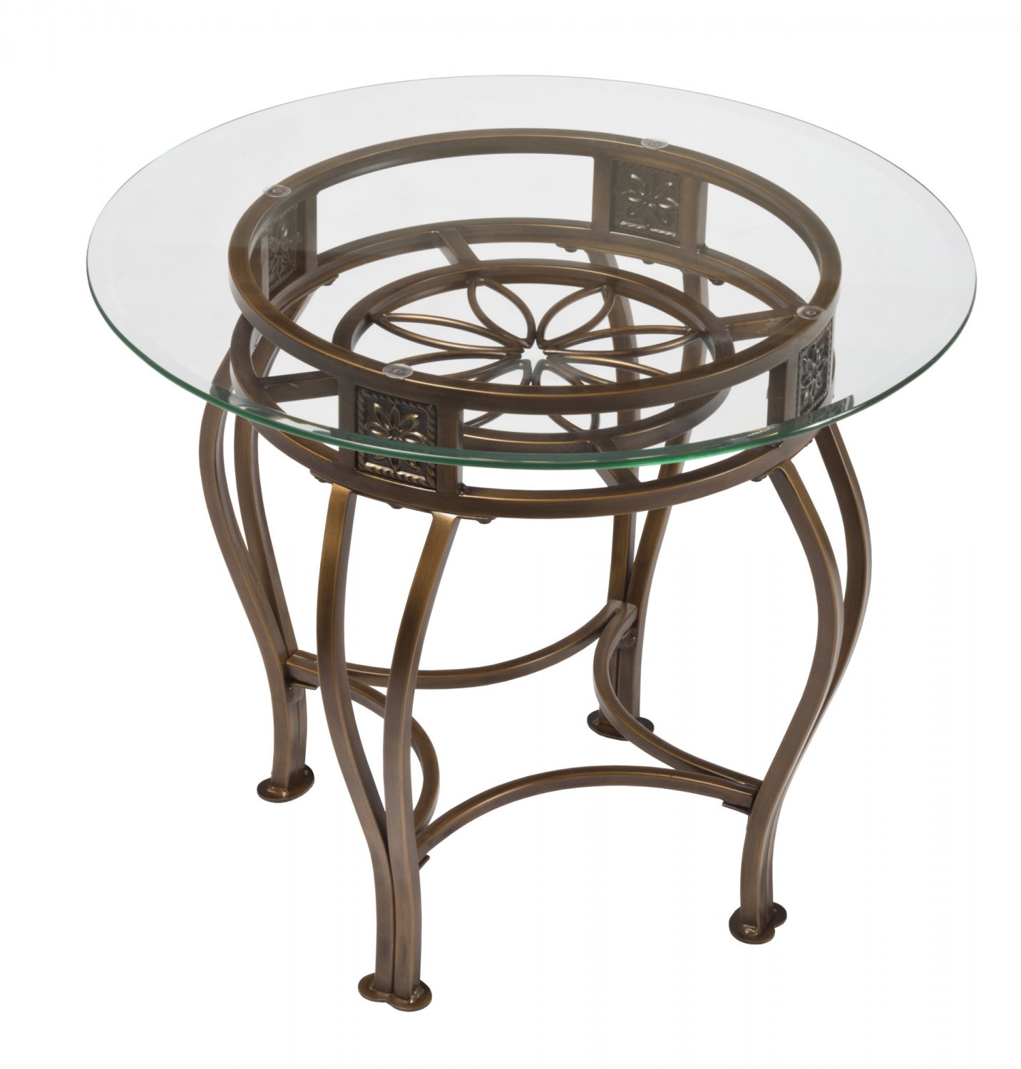 Hillsdale Furniture Scottsdale Metal 26 Round Glass-Top End Table， Brown Rus