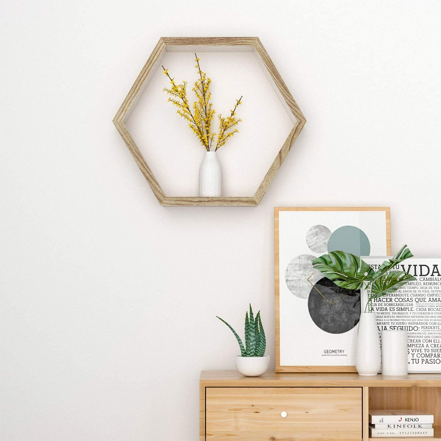 3pcs Shelves Wall Floating Hexagon Plant Shelves Home Decor Shelf for Bedroom