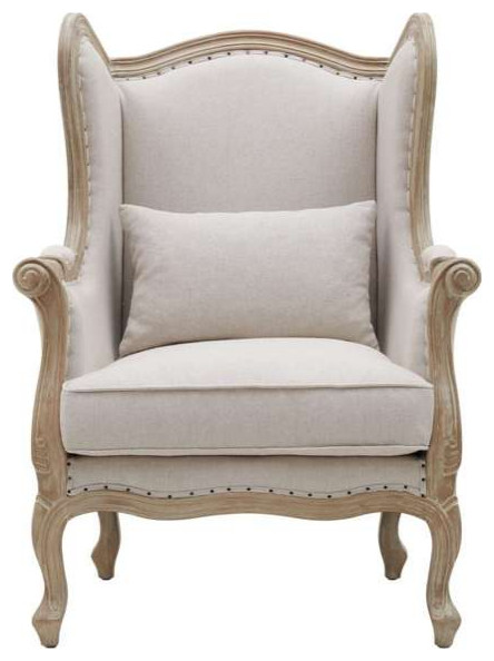 Guinevere Wingback Chair  Light Sand and Burlap   French Country   Armchairs And Accent Chairs   by HedgeApple  Houzz