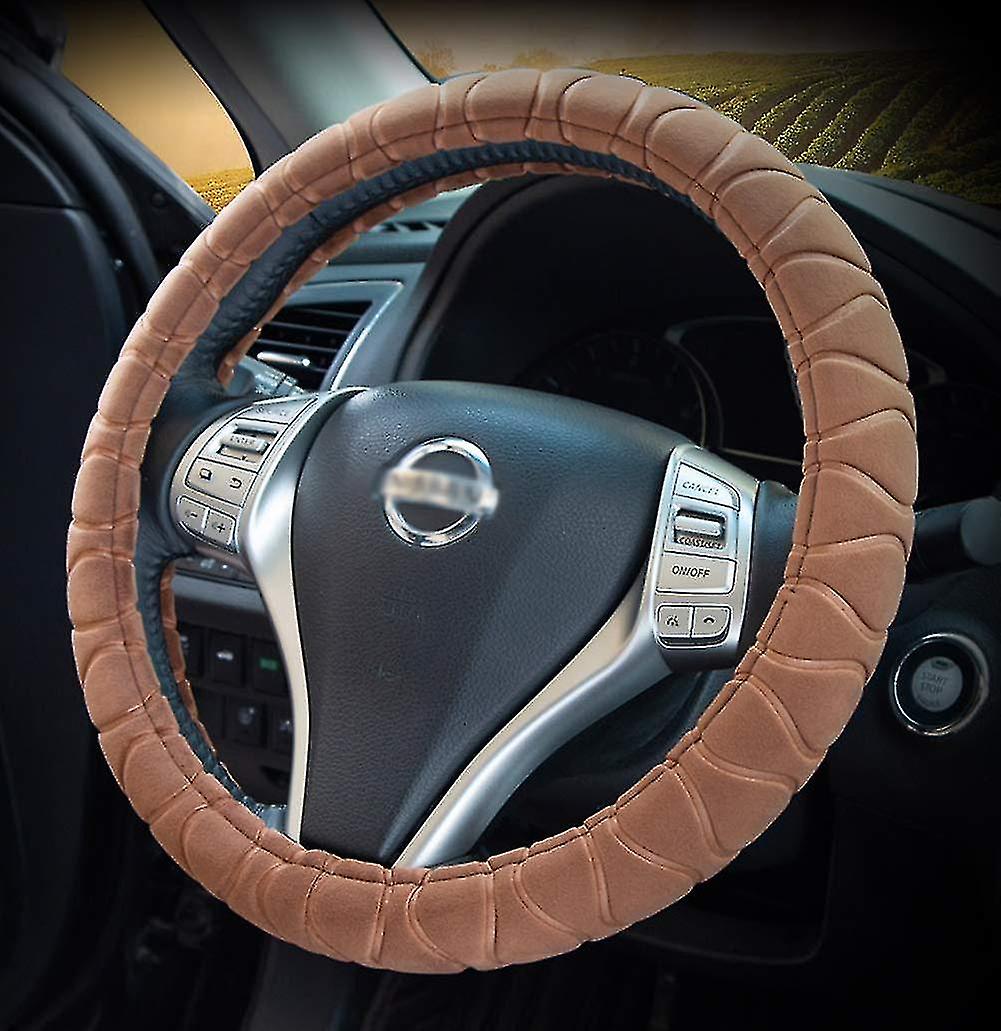 Anti-slip Fluffy Plush Steering Wheel Cover Soft Furry Winter Warm Vehicle Car Steering Wheel Protector Stretch On Universal Fit 37-39cm