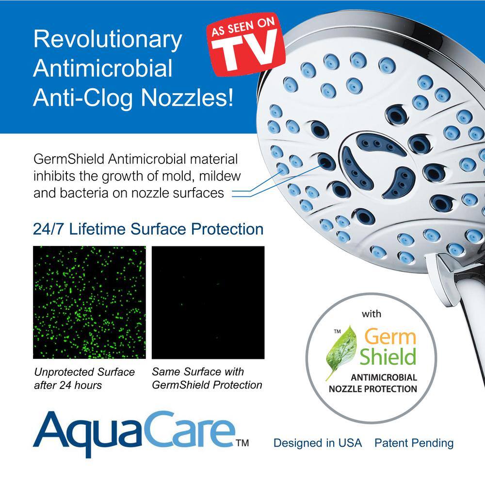 AQUACARE 80-Spray Patterns 2.5 GPM 7 in. Wall Mount Dual Shower Heads and Handheld Shower Head Antimicrobial in Chrome 53566