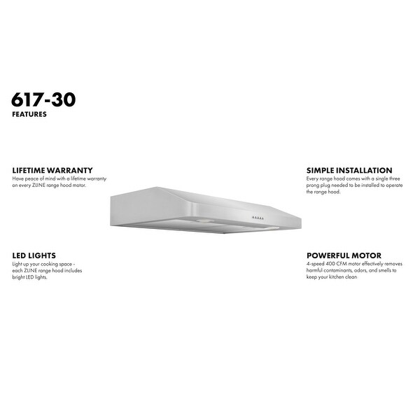 ZLINE Ducted Under-cabinet Hardwired Stainless Steel Range Hood