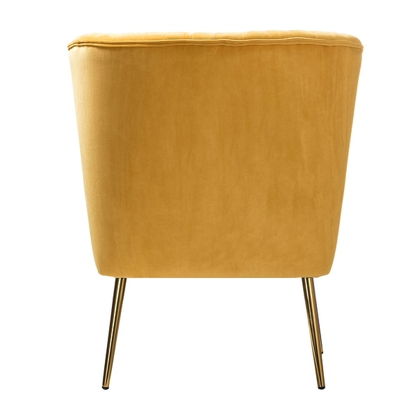 Monica Upholstered Modern Tufted Side Chair with Gold Legs Set of 2 by HULALA HOME