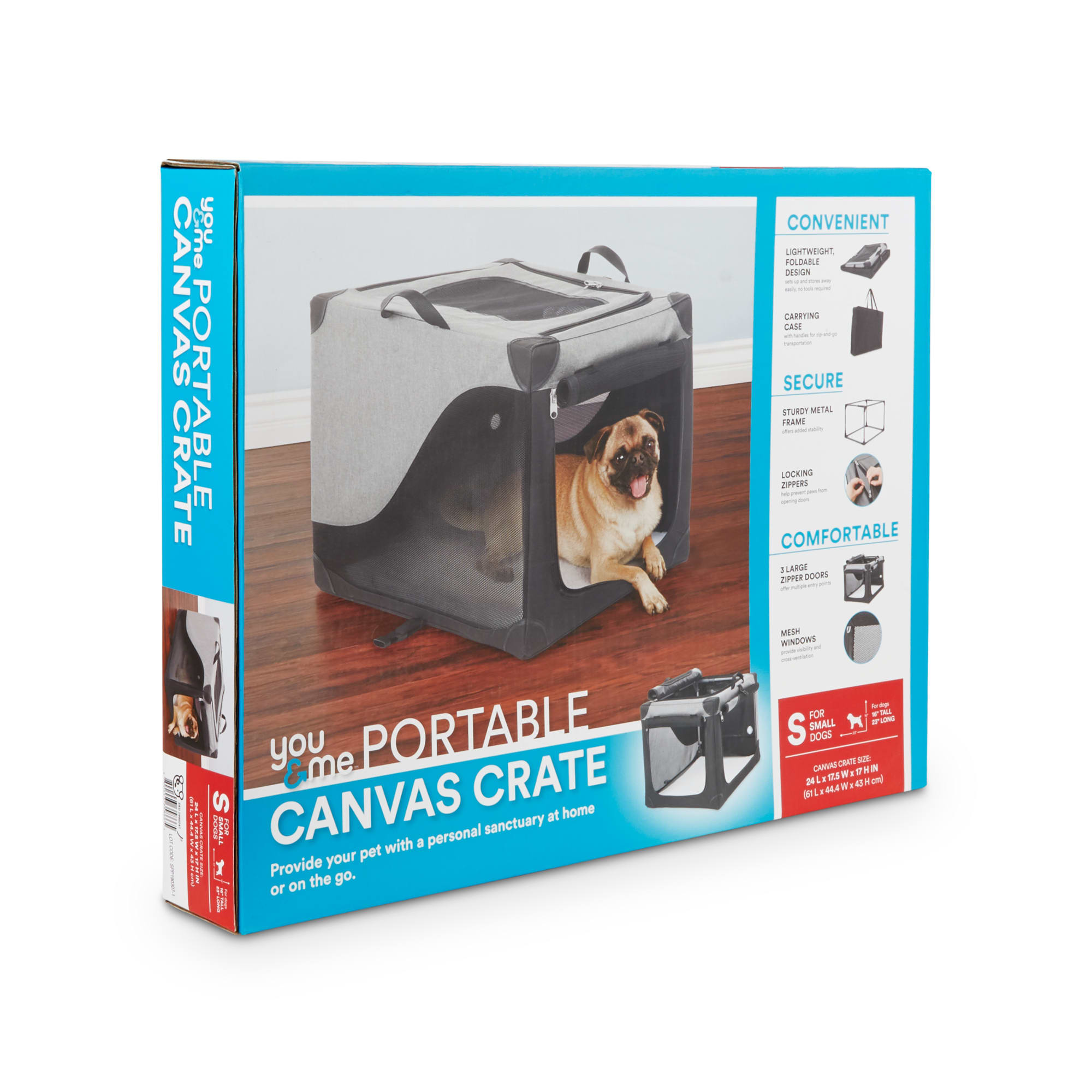 EveryYay Going Places Stow  Go Portable Canvas Dog Crate， 24