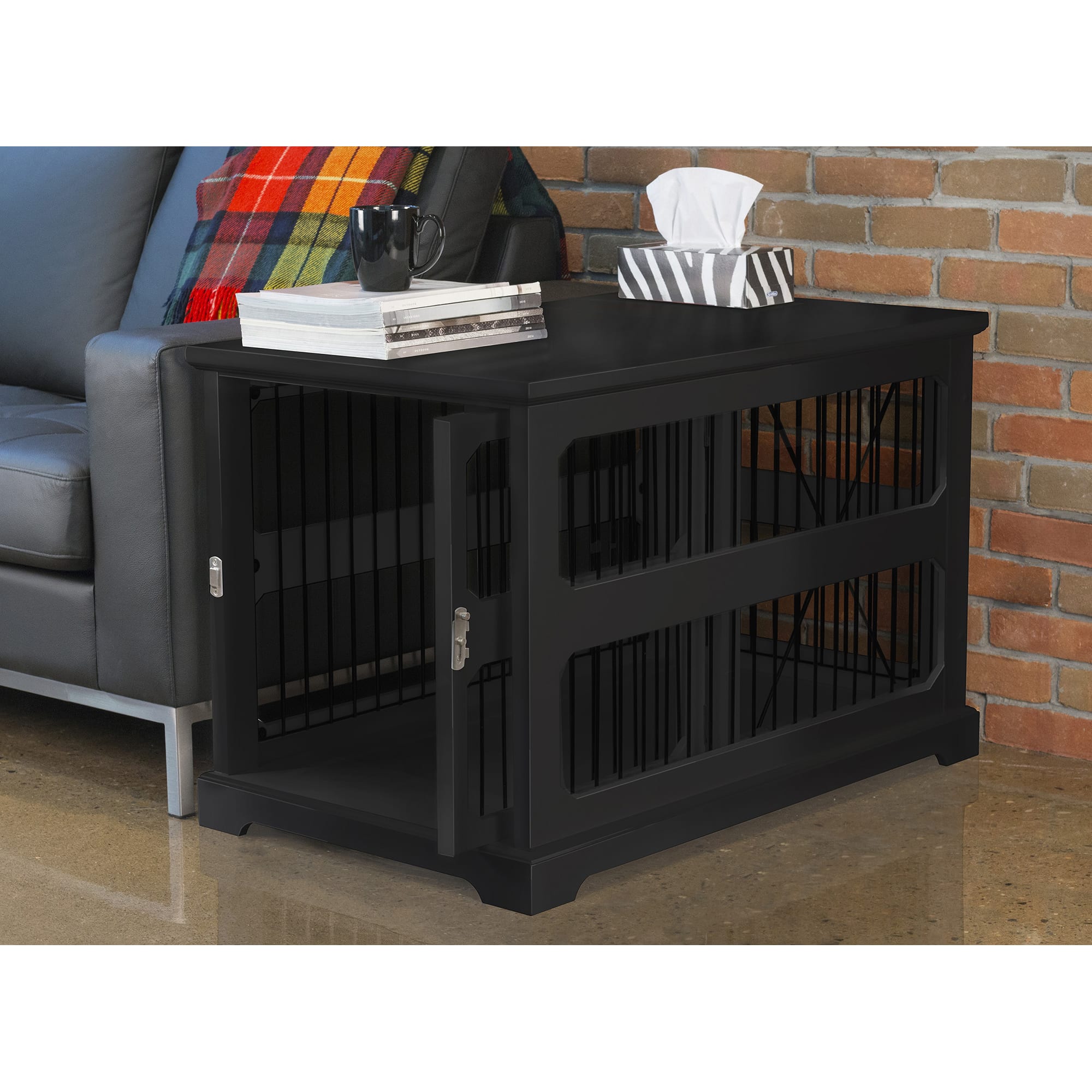 Zoovilla Slide Aside Crate And End Table In Black， 35.43