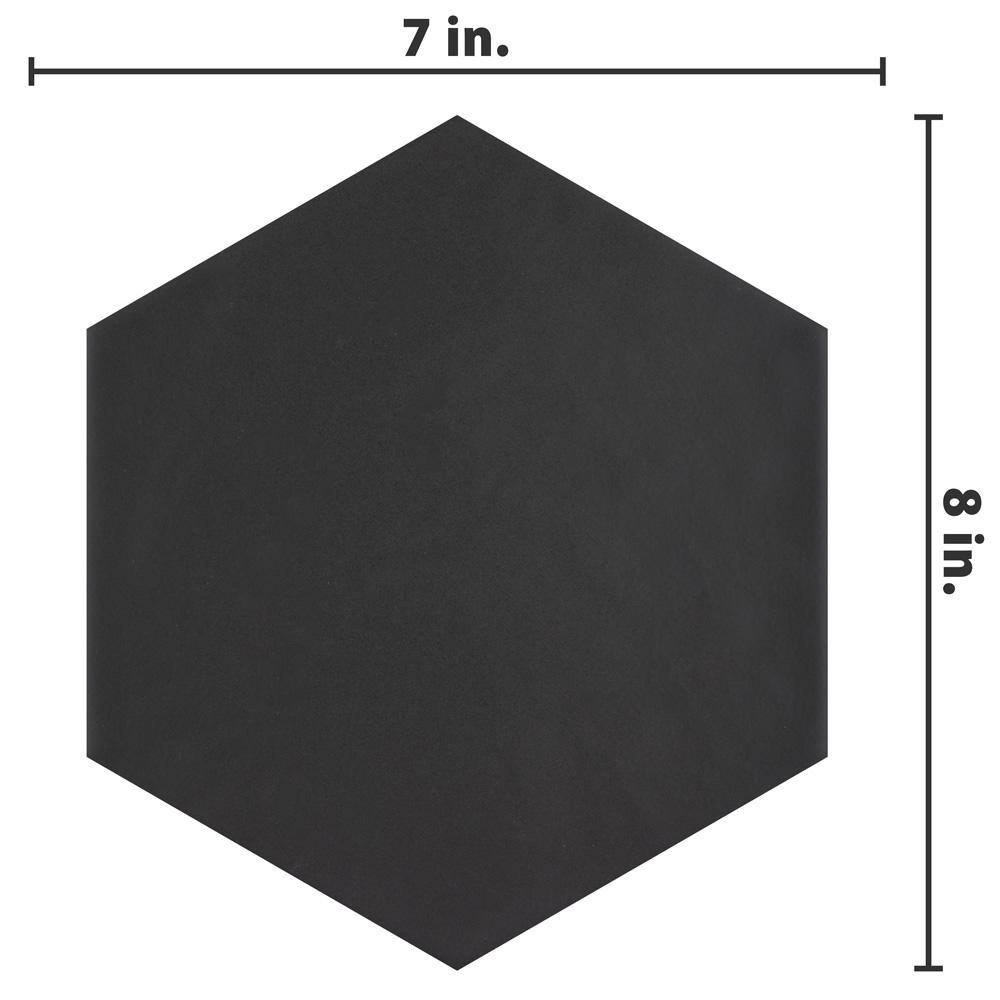 Merola Tile Hexatile Matte Nero 7 in. x 8 in. Porcelain Floor and Wall Tile (7.67 sq. ft.case) FEQ8HMN