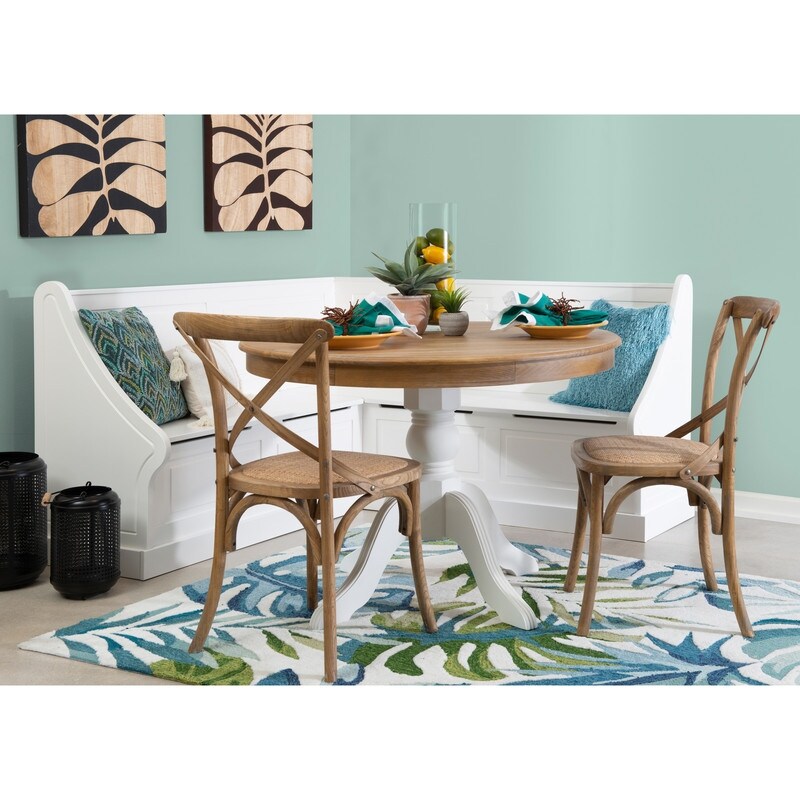 Josie Two tone Round Solid Wood Pedestal Table