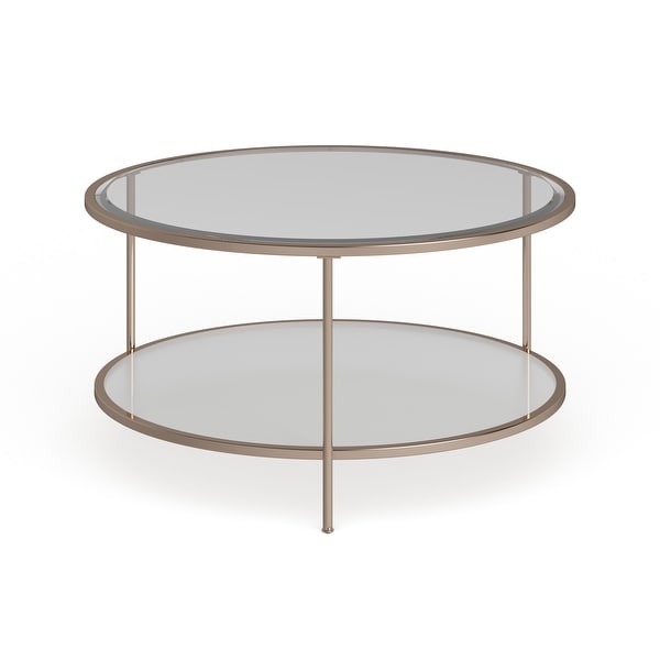 SEI Furniture Grant Gold Copper Round Coffee Table with Storage