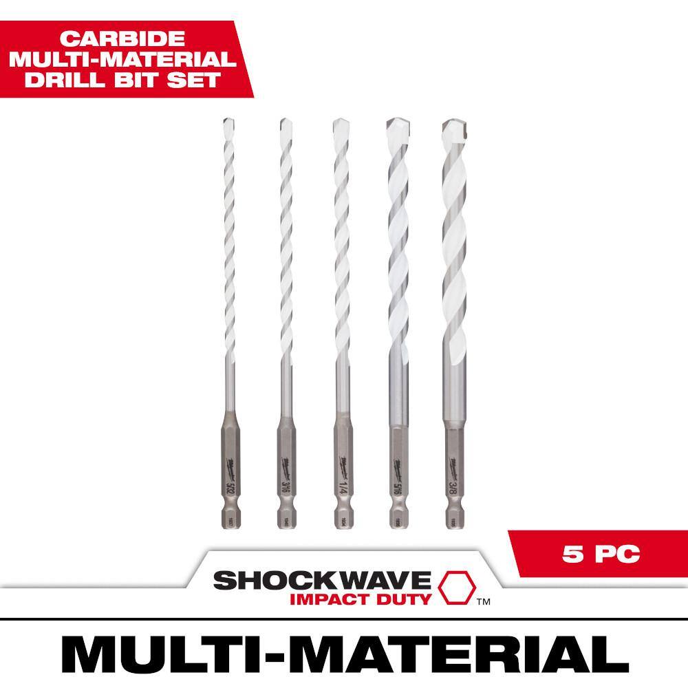 MW SHOCKWAVE Carbide Multi-Material Drill Bits Set (5-Pack) 48-20-8898