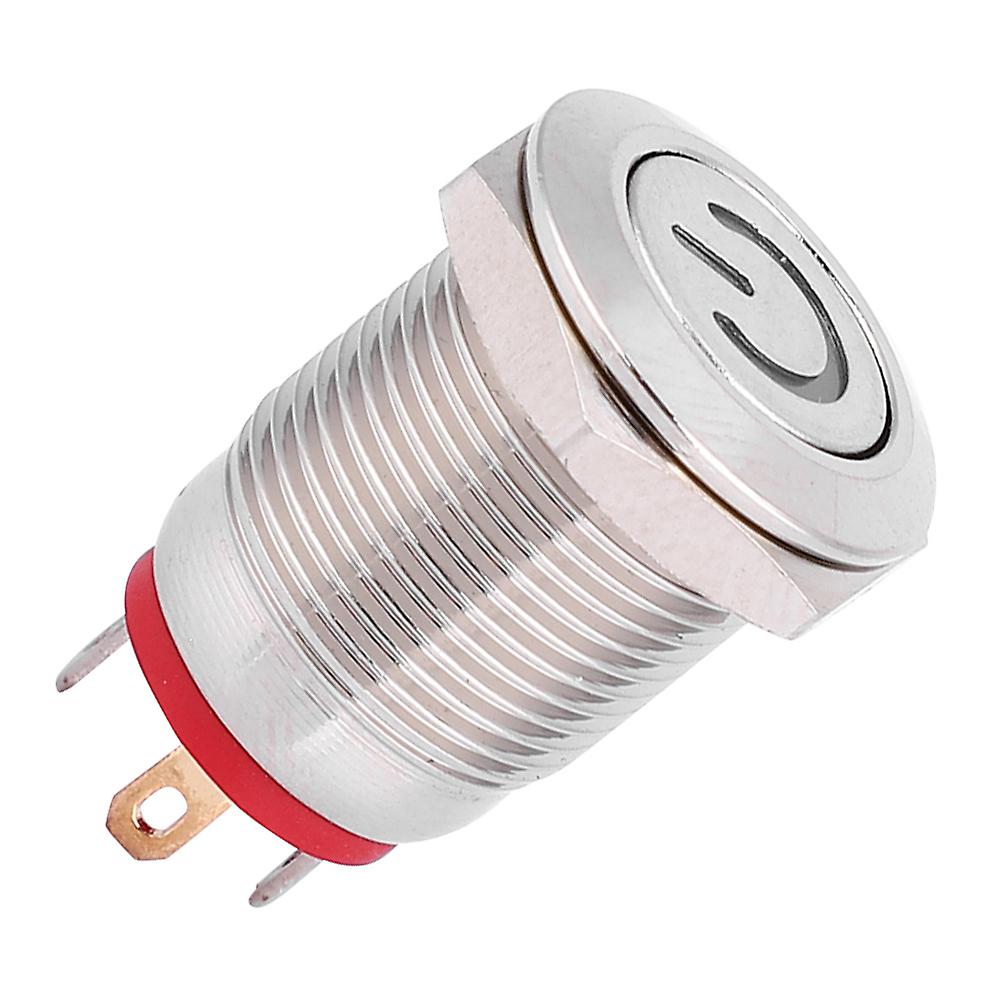 Lock Free 12mm Metal Button Switch Ring And Power Shaped Led Self Reset Red Switch(24v)