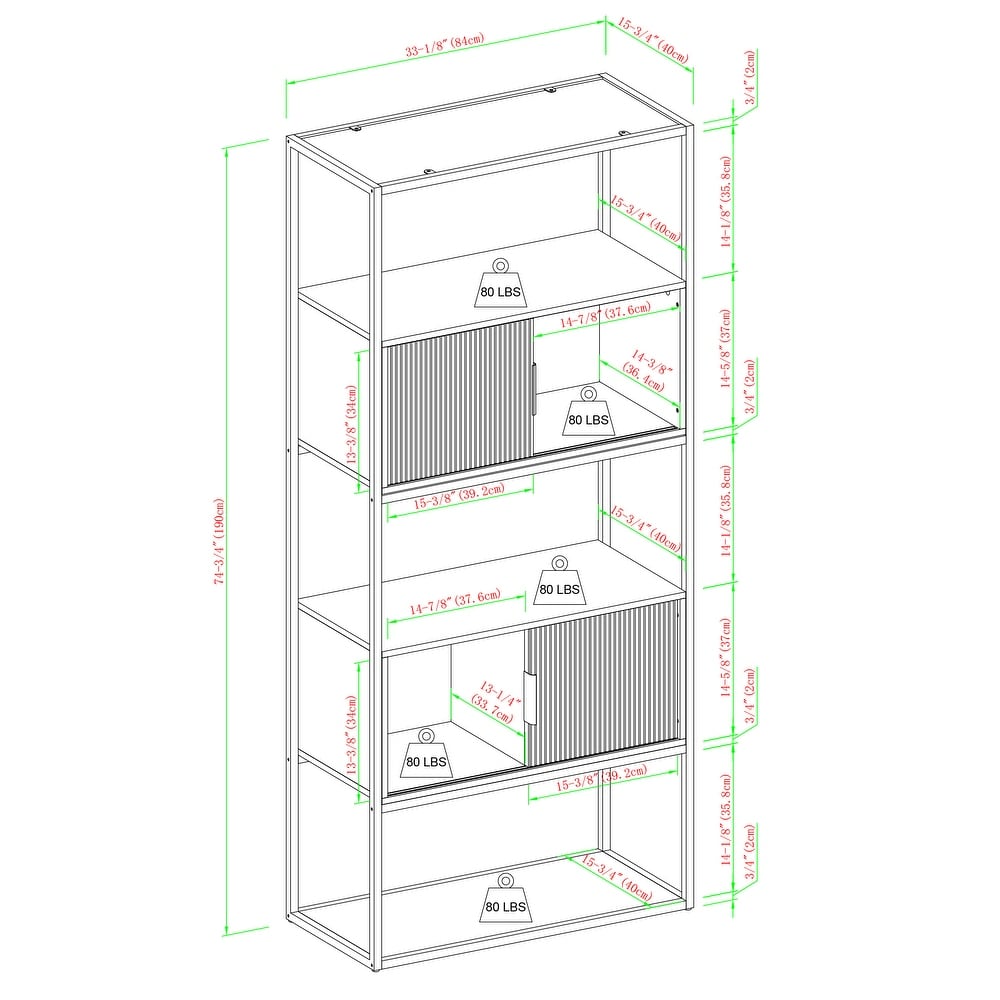 Middlebrook Designs Modern Fluted Door Bookcase
