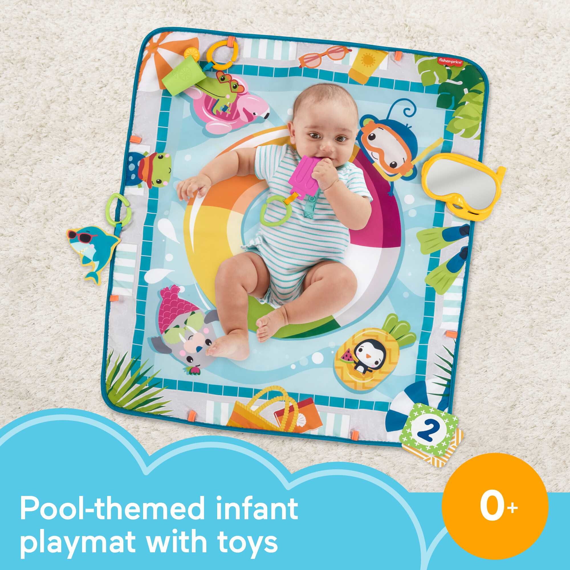 Fisher-Price Dive Right In Activity Mat， Baby Playmat With Toys