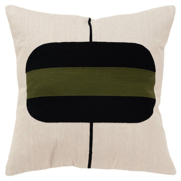 Oversize Color Block Poly Filled Square Throw Pillow Green Rizzy Home