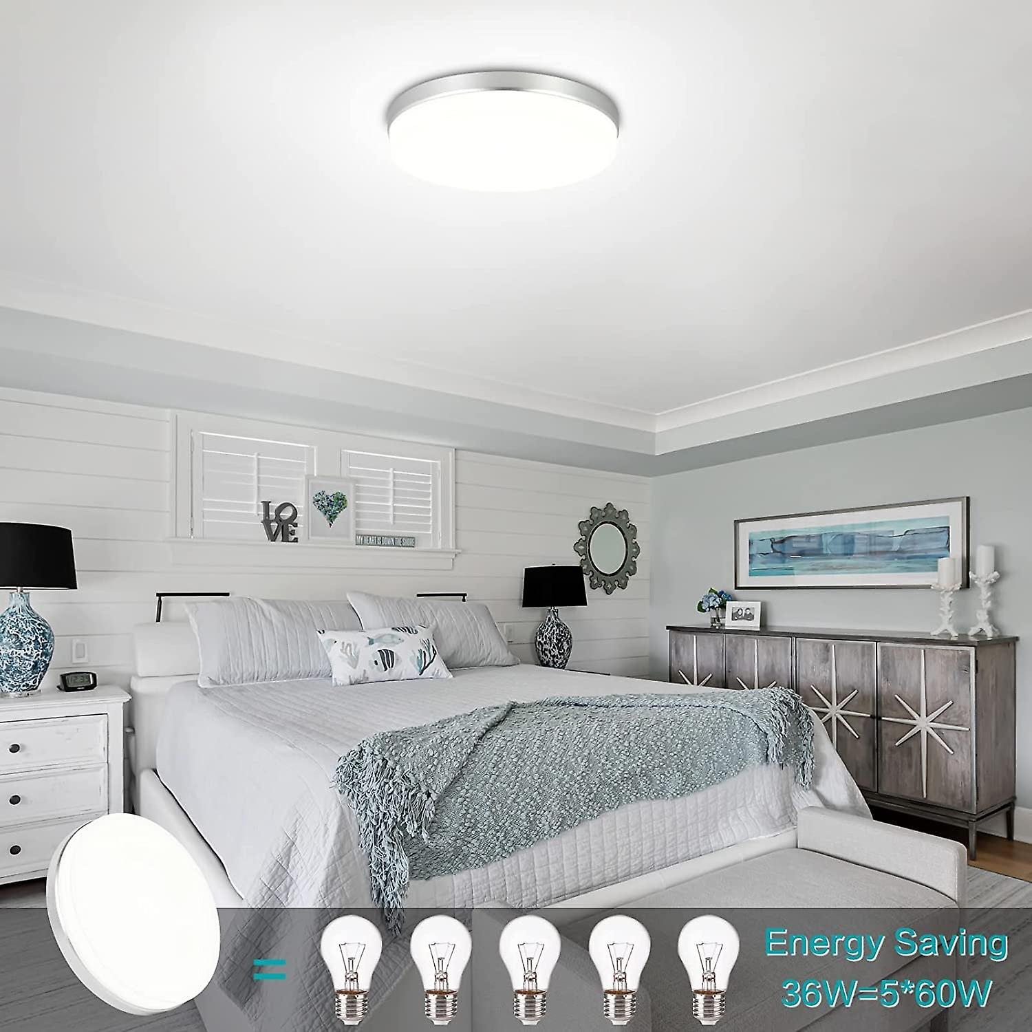 36W LED Ceiling Light， 9 Inch Round Flush Mount Light Fixture， 5000K Daylight White Close To Ceiling Lamp for Bedroom， Bathroom， Kitchen， Hallway，