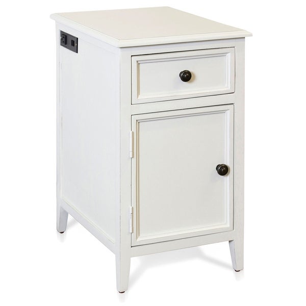 Egg Shell Side Table With Drawer and Cabinet