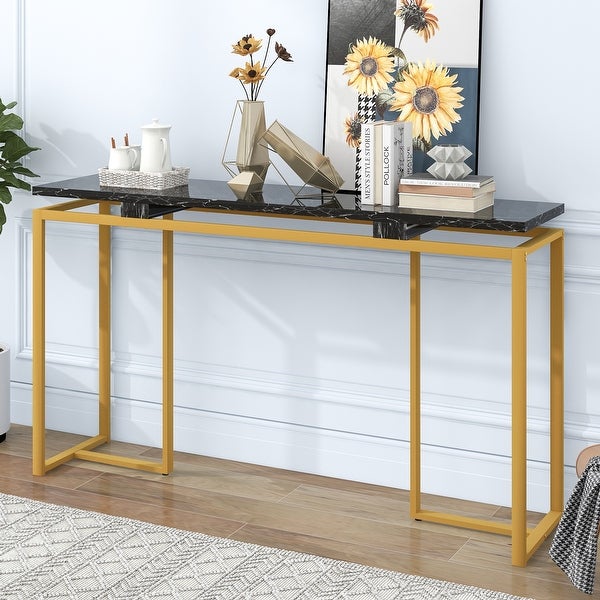 Console Table， Extra Long Entryway Table with Metal Frame|Pi