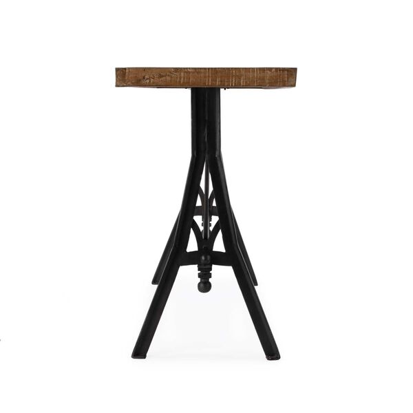 Croyden Natural Brown Black Wood and Iron Trestle Console Table