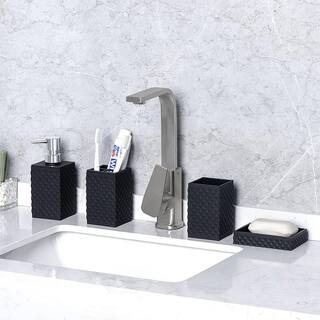 Dracelo 6-Piece Bathroom Accessory Set with Toothbrush Holder Cup Dispenser Toilet Brush and Holder Soap Dish in Matte Black B0B5TRDVR6