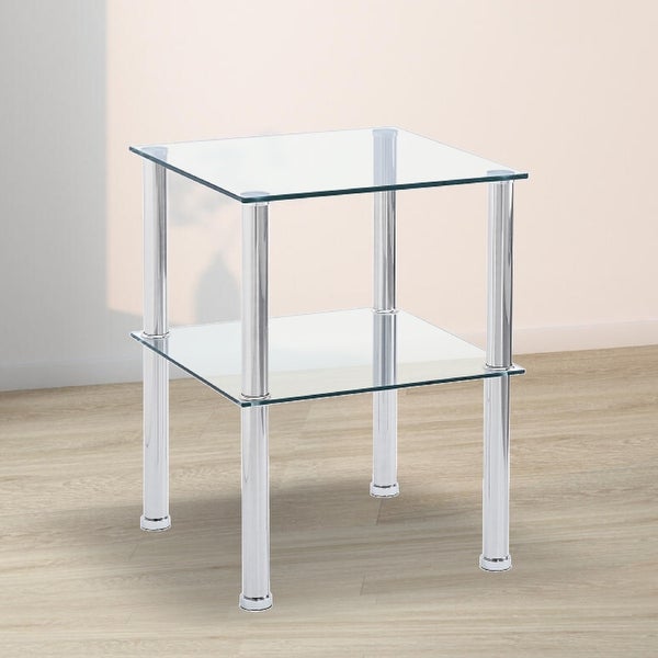 JASIWAY Modern Glass Two Layer Side Table