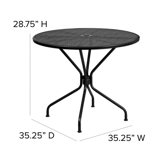 Round Indoor outdoor Steel Patio Table Set With 4 Round Back Chairs